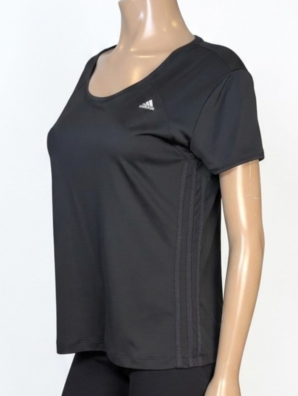 Adidas Climacool Black Short Sleeve Running Workout TShirt Mesh Back Womens Top